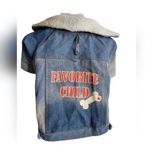 ``P25793 - Denim Doggy "Favorite Child" Jacket with Fleece Collar